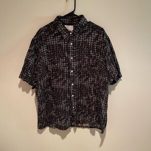 Tasso Elba Black and Gray Checkered Men's Shirt